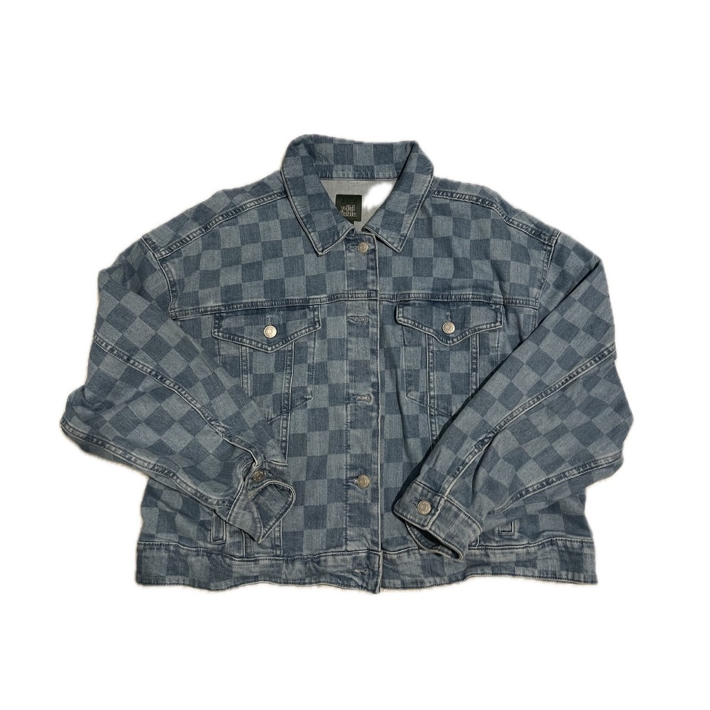 Wild Fable- Blue Jean Jacket Checkered Women's XXL 🏁